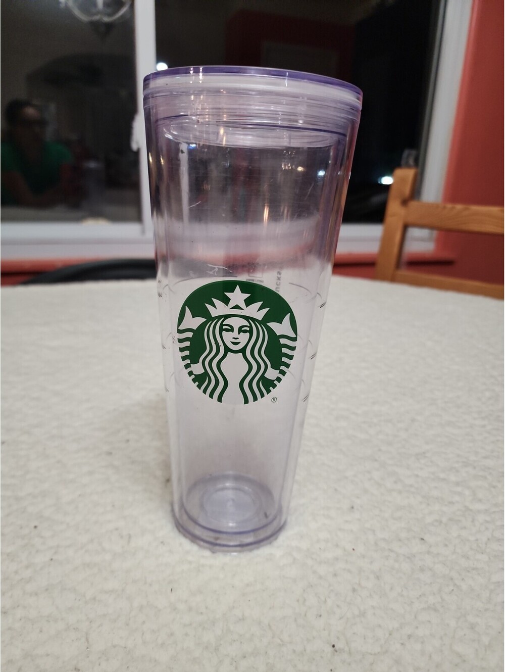 Starbucks Cold Cup Clear Venti Tumbler Traveler Lid Large Logo 24 oz No Straw